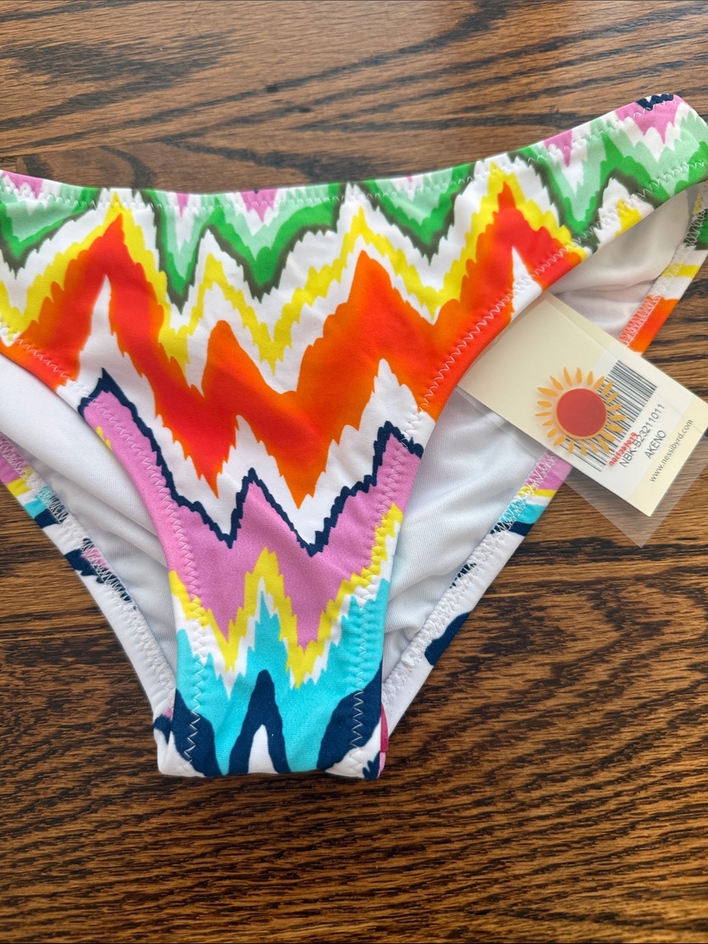 Girls' Multi-Color Chevron Ruffle Bikini - Picture 2 of 4